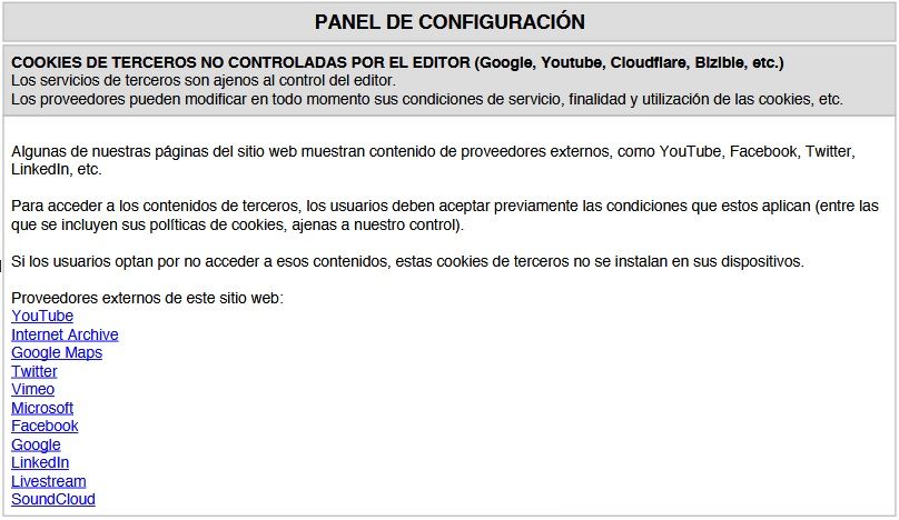 Cookies Terceros No Controladas